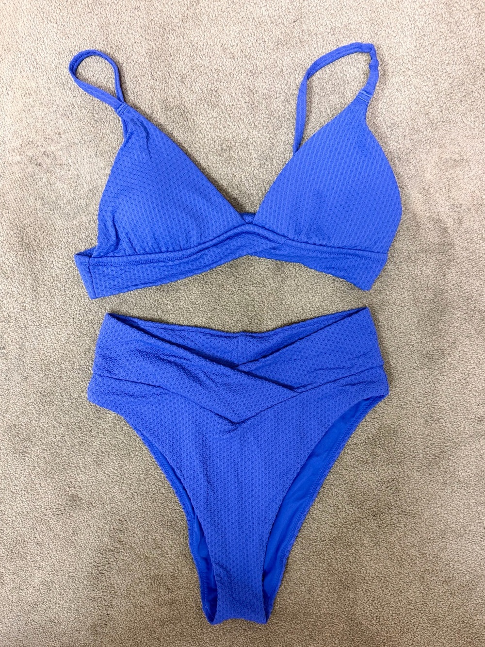 Aerie 💜 NWOT Jacquard Triangle Bikini Top & NWT Crossover High Cut Cheeky Bottom